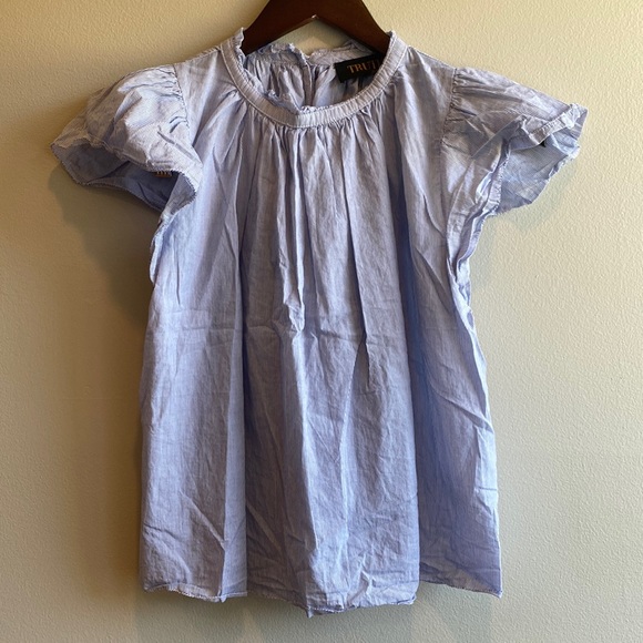 TRUTH BY REPUBLIC FLUTTER SLEEVE STRIPE WOVEN SHIRT SIZE PS - Picture 3 of 9